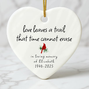 Simple Red Cardinal In Loving Memory Memorial Ceramic Ornament
