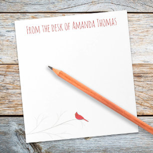 Simple Red Cardinal Winter Elegant Birch Tree Notepad