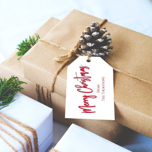 Simple Red Christmas Calligraphy Script Holiday Gift Tags