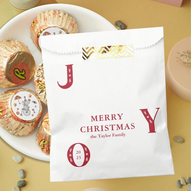 Simple Red Christmas JOY Holiday Party Gift Favour Bag (Simple Red Christmas JOY Holiday Party Gift Favor Bag)