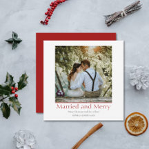 Simple Red Christmas Married and Merry Newlywed