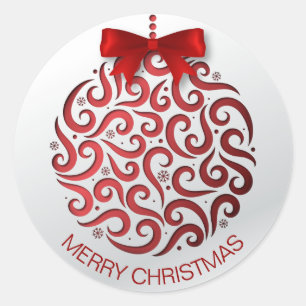 Simple Red Christmas Ornament Sticker