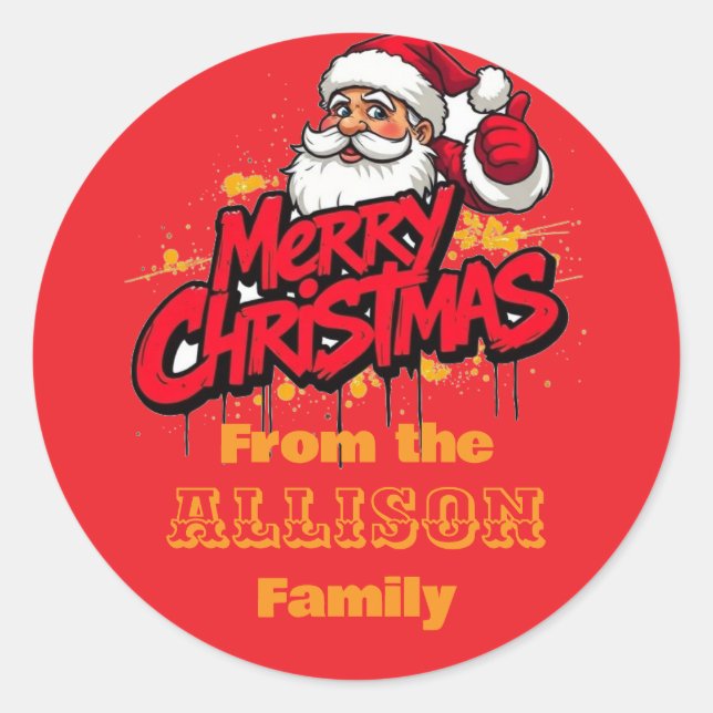 simple red christmas round sticker (Front)