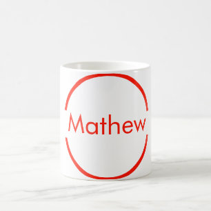 simple red circle add your name letter text coffee mug