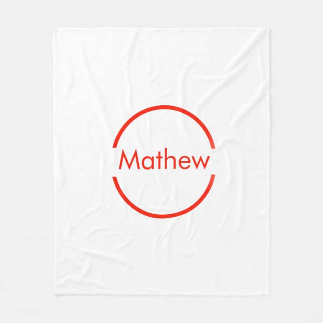 simple red circle add your name letter text fleece blanket (Front)