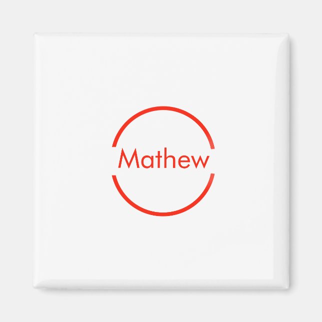 simple red circle add your name letter text magnet (Front)
