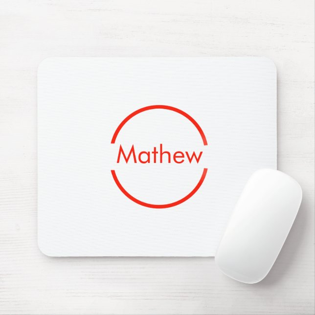 simple red circle add your name letter text mouse pad (With Mouse)