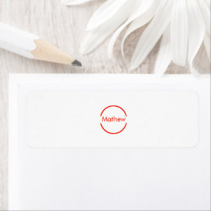 simple red circle add your name letter text return address label