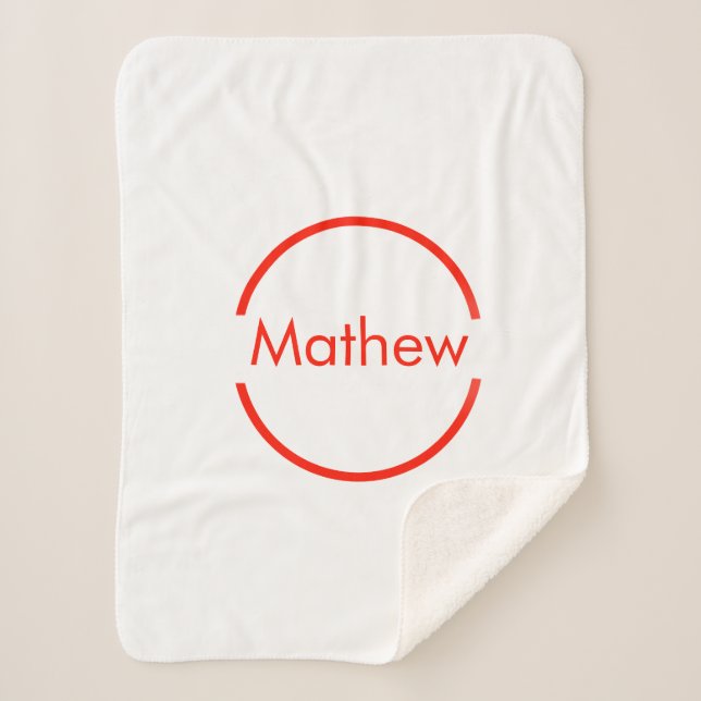 simple red circle add your name letter text sherpa blanket (Front)