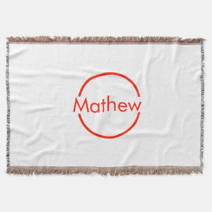 simple red circle add your name letter text throw blanket