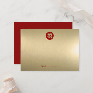 Simple Red Circle Double Happiness Chinese Wedding Place Card