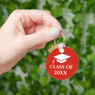 Simple Red Class of Graduation Key Ring
