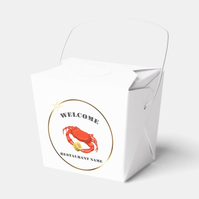 Simple Red crab corn seafood Restaurant logo name Favour Box (Front Side)