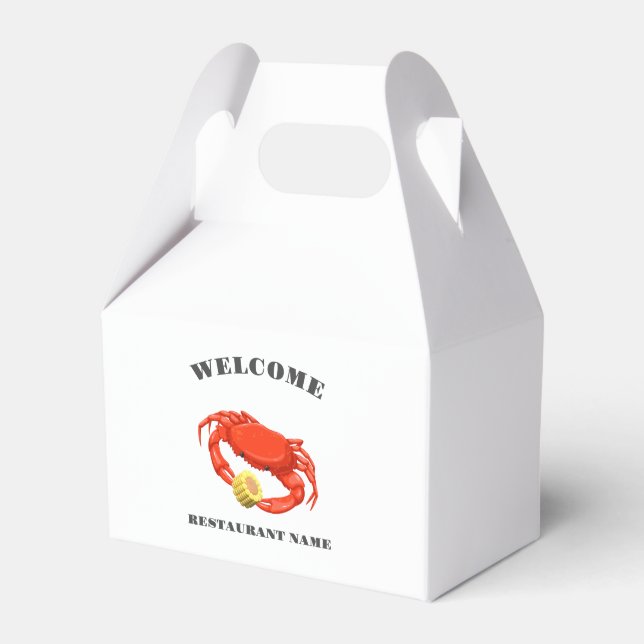 Simple Red crab corn seafood Restaurant logo name Favour Box (Front Side)
