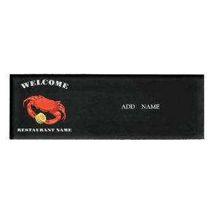 Simple Red crab corn seafood Restaurant logo name Tag