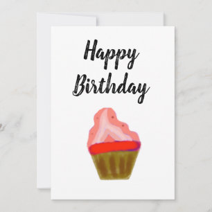 simple red cupcake elegant happy birthday
