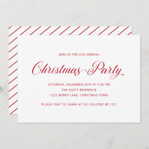 Simple Red Elegant Christmas Party Invitation