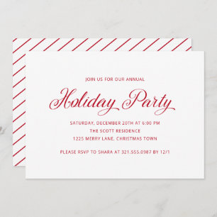 Simple Red Elegant Holiday Party Invitation