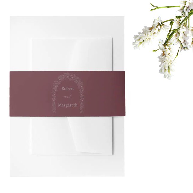 Simple Red Floral Wedding Gate Invitation Belly Band (Creator Uploaded)