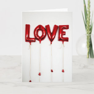 Simple Red Foil Love Balloons Card