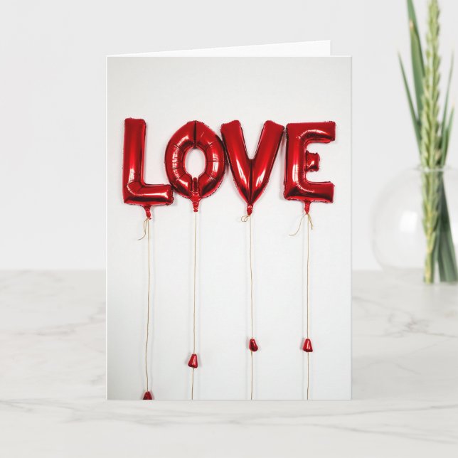Simple Red Foil Love Balloons Card (Front)