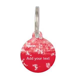 Simple red glitter sparkle stars add your text c t pet tag