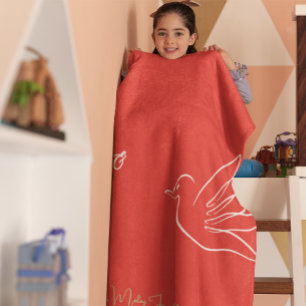 Simple Red Gold Dove Heart Peace Love Christmas Fleece Blanket