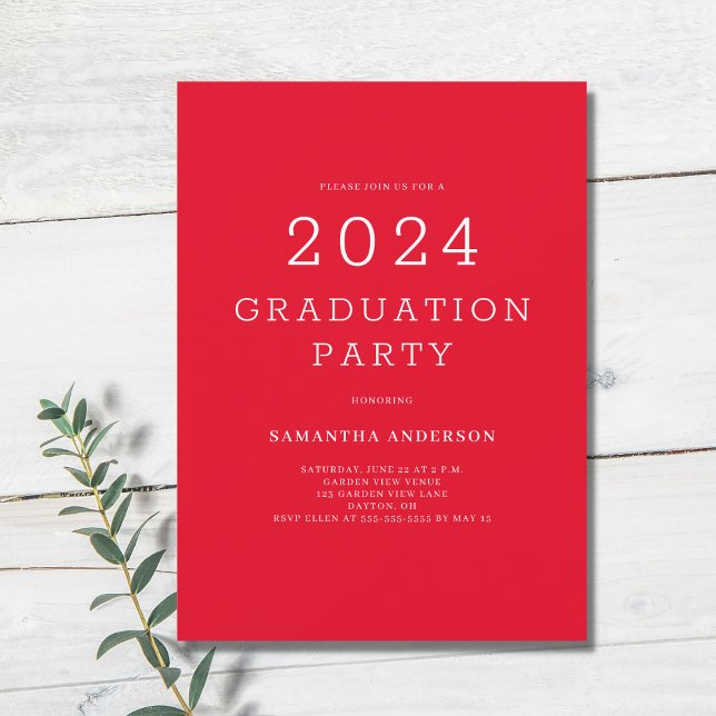 Simple Red Graduation Party  Invitation (Creator Uploaded)