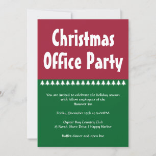 Simple Red Green Christmas Office Party Invitation