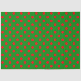 Simple Red Green Xmas Polka Dot Pattern Tissue Paper