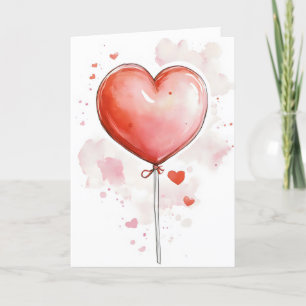 Simple Red Heart Cute Love Holiday Card
