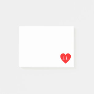 Simple Red Heart EKG Heart Monitor Post-it Notes