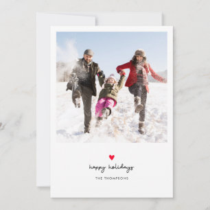 Simple Red Heart Family Photo Holiday Card