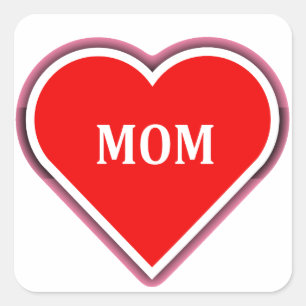 simple red heart for mum square sticker