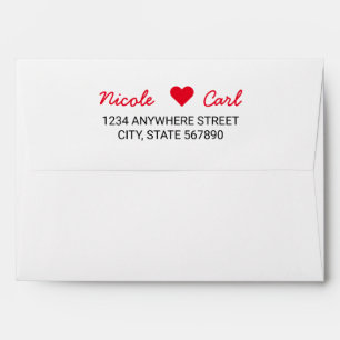 Simple Red Heart Initials Pre-Printed Envelope