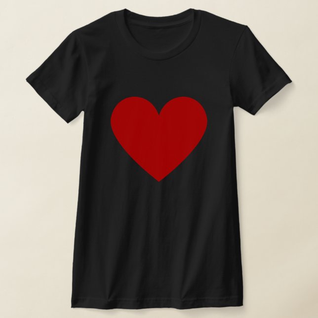 Simple Red Heart Modern Love Black Womens T-Shirt (Laydown)