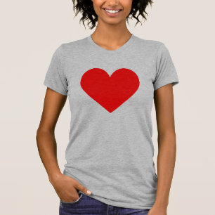 Simple Red Heart Modern Love Grey T-Shirt