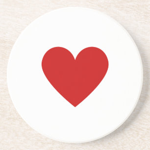 Simple Red Heart Modern Love Valentines Sandstone Coaster