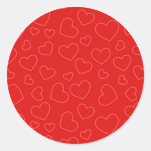 Simple Red Heart Pattern Classic Round Sticker