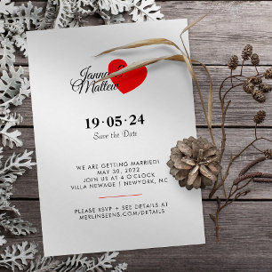 Simple Red Heart The Wedding Of Invitation Date