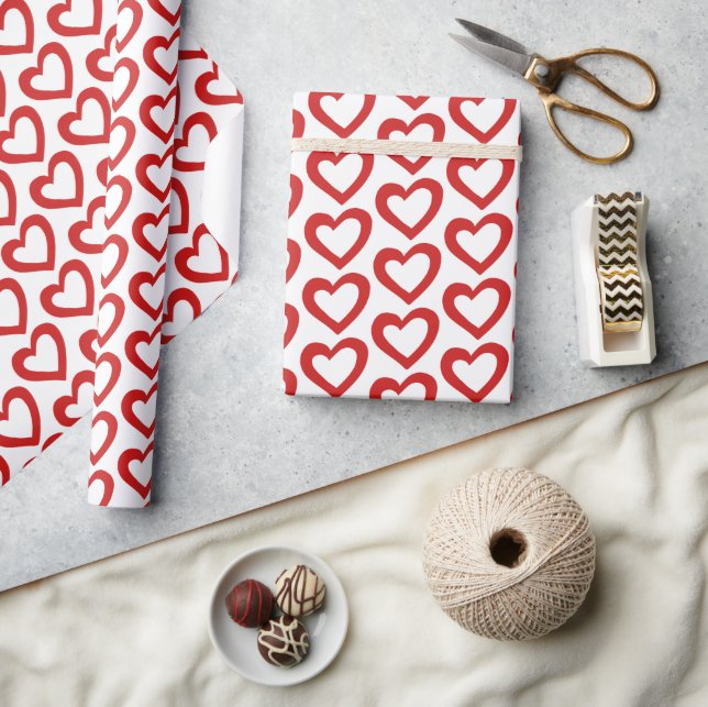 Simple Red Heart Valentine Modern Wrapping Paper (Crafts)