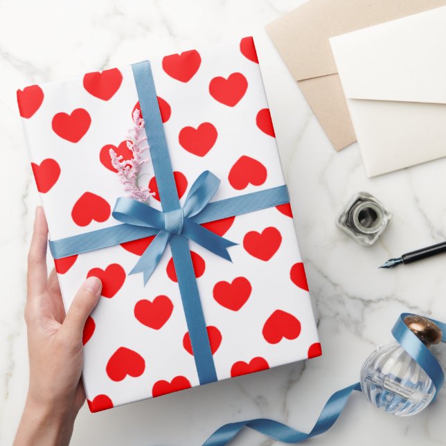 Simple Red Hearts Minimalist Wrapping Paper (Gifting)