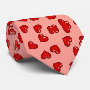 Simple Red hearts on pink pattern Tie