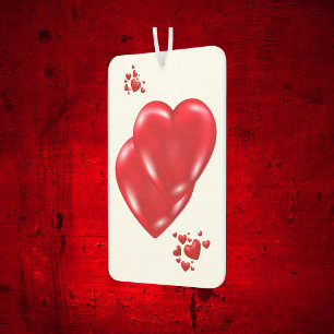 Simple Red Hearts on White Happy Valentine's Day Car Air Freshener