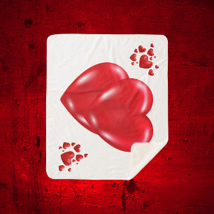 Simple Red Hearts on White Happy Valentine's Day Sherpa Blanket