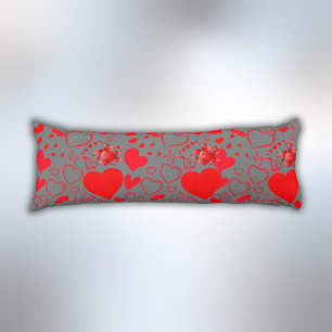 Simple Red Hearts Romantic Love On Charcoal   Body Cushion