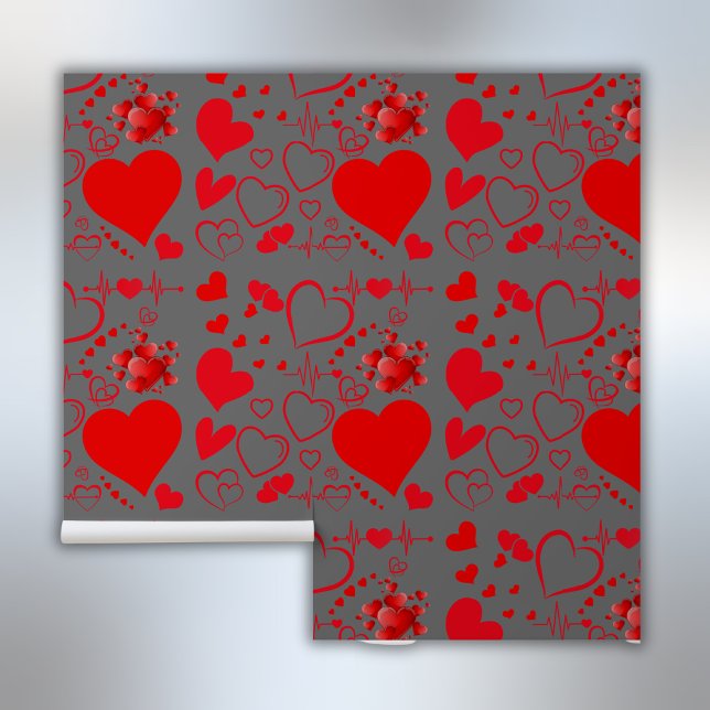 Simple Red Hearts Romantic Love On Charcoal | Wallpaper (Creator Uploaded)
