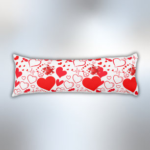 Simple Red Hearts Romantic Love On White Body Cushion