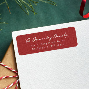 Simple red herringbone Christmas return address Label