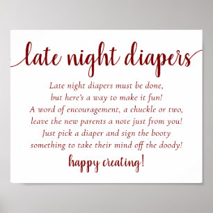 Simple Red Late Night Diapers   Candy Apple Shower Poster